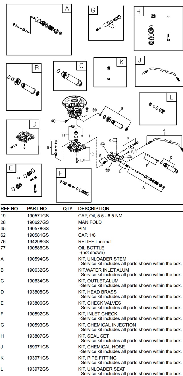 Briggs & Stratton 194258 pump replacement parts 